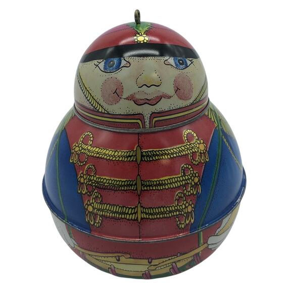 Vtg 1991 Hallmark Keepsake Pressed Tin Ornaments Jolly Wolly Santa Soldier Pair - Picture 4 of 7